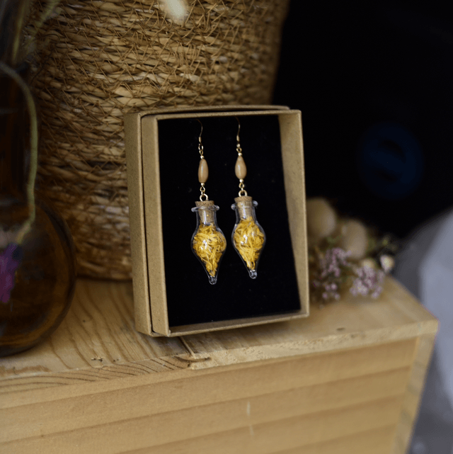boucles d’oreilles fioles calendula