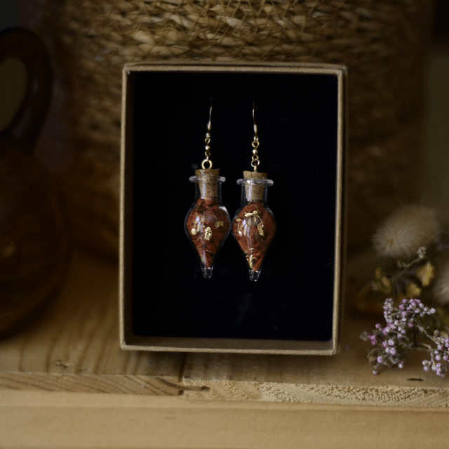 boucles d’oreilles fioles wild dagga & feuille d’or