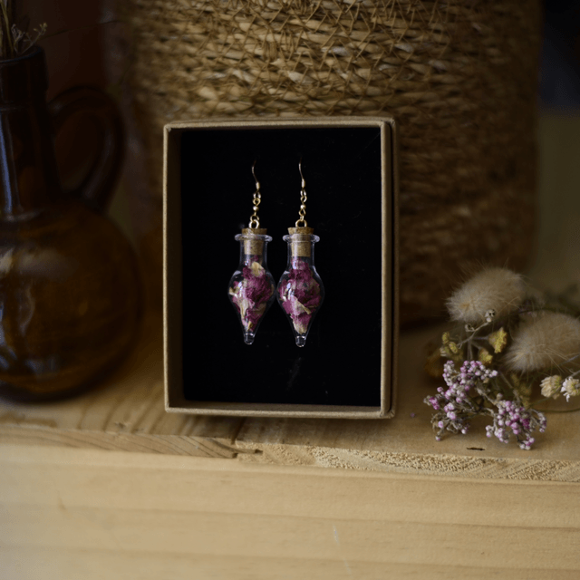 boucles d’oreilles fioles rosa gold