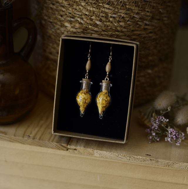boucles d’oreilles fioles calendula