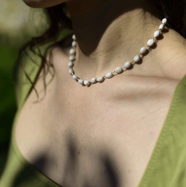 collier Job bleutée fines graines