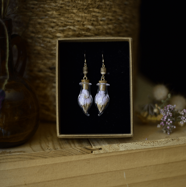 boucles d’oreilles fioles statice & tulsi