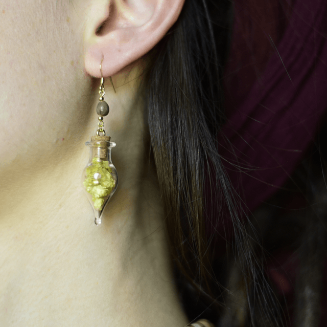 boucles d’oreilles fioles hélichryse 
