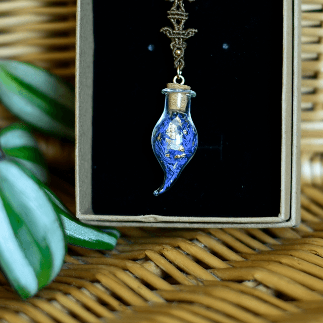 talisman bleuet, quartz & or