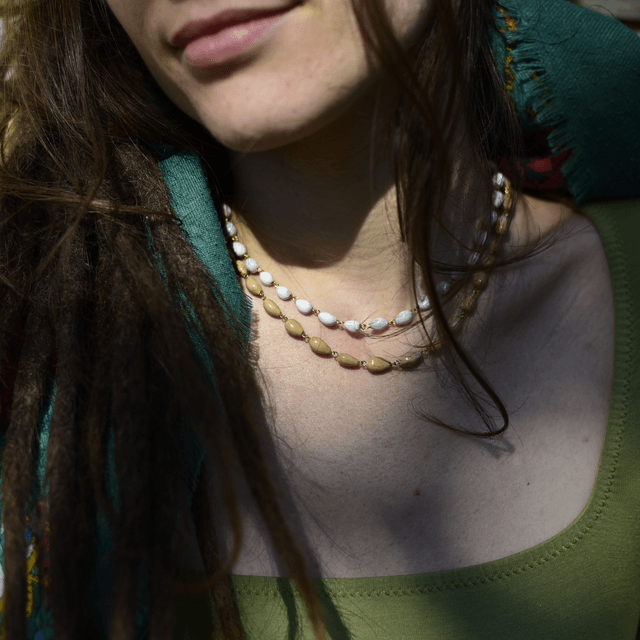 collier Job bleutée fines graines