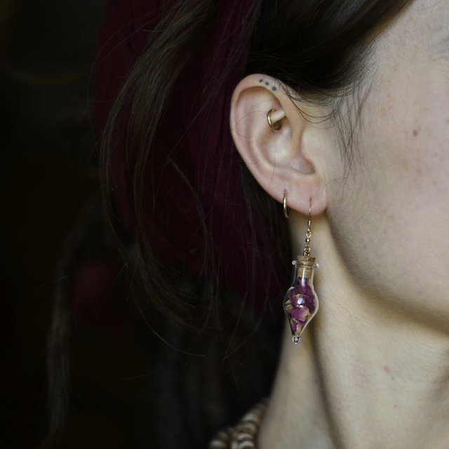 boucles d’oreilles fioles rosa gold