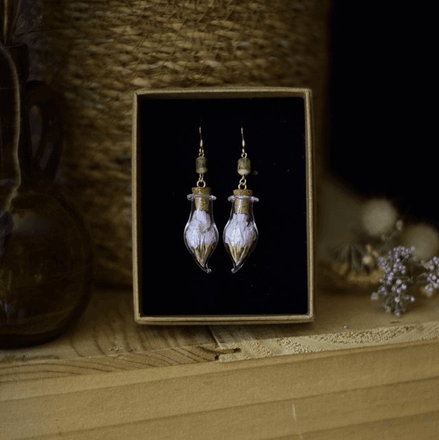 boucles d’oreilles fioles statice &amp; tulsi