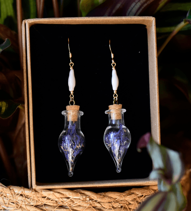 boucles d’oreilles fioles bleuet 